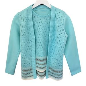 Franco Verdi Open Front Cardigan & Sleeveless Top Set Women’s Size Medium